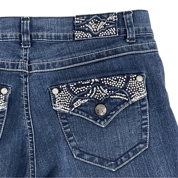 Style & Co. Denim Jeans Barely Boot Dark Wash Rhinestones Women’s Size 10 - Picture 7 of 13